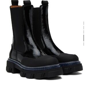 Black Combat Chelsea Boots with Chunky Sole
